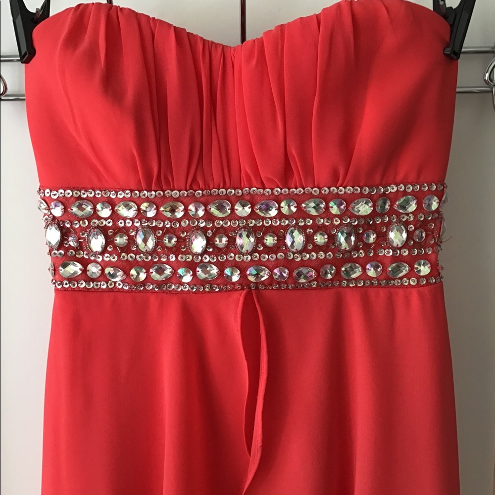Coral High-Low Prom Dress